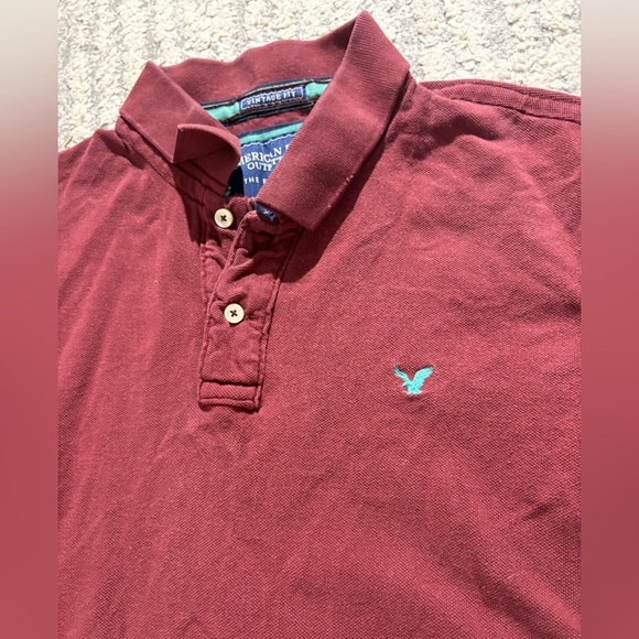 American Eagle outfitters vintage Y2K maroon short sleeve polo shirt size L - Picture 3 of 5